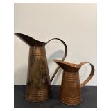 Copper look watering cans 11.5" H & 7.5"H