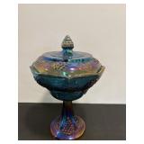 Vtg Indiana glass blue carnival harvest..