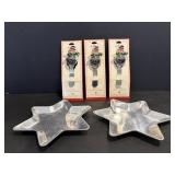 Vtg Hallmark snowman spreaders & star metal dish