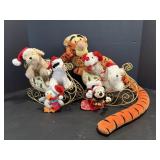 Vtg metal sleigh & misc stuff ornaments & tigger