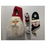 Vtg Santa Claus door knob hangers, Bell door...
