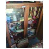 Vintage Display Cabinet with Glass Doors & Contents