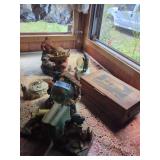 Assorted Figurines, Books With Bookends and Keepsake Box