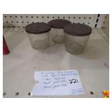 (3) Vintage Jelly Glasses With Tops (2 Ball, 1 Atlas) (H094)