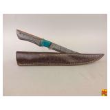 Handcrafted Damascus Style Steel Knife with Sheath