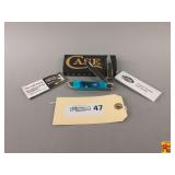 Case XX Caribbean Blue Bone Sawcut Jig Mini Trapper Knife - No. 25593