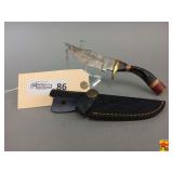 Handcrafted Damascus Style Steel Knife with Sheath