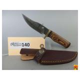 Damascus Style Steel Blade Knife with Sheath
