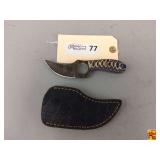 Damascus Steel Finger Hole Knife with Sheath