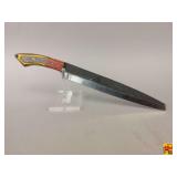 Handmade File Knife with Multi-Colored Wood Handle