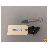 Miniature Damascus Style Steel Knife Keychain with Sheath