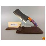 Hand Forged Cleaver with Leather Sheath