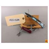 Vanadium Steel Pocket Knife with Deer Scene and Swiss Army Knife