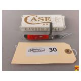 Case XX Carbon Steel Dark Red Bone Peach Seed Pocket Knife