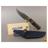 Damascus Style Steel Knife with Sheath