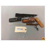 Sharpening Steel and Assorted Leather Knife Sheaths