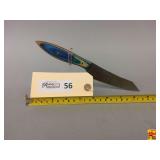 Handcrafted Damascus Style Steel Knife with Colorful Wooden Handle