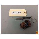 Damascus Style Miniature Knife Keychain with Sheath