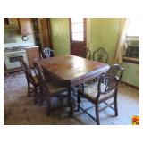 Vintage Dining Table With (6) Padded Chairs