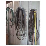 Assorted Belts, Hoses, and Saw Horses