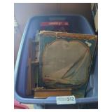 Box with Scrabble Game, Book, Toy Car, and Household Items