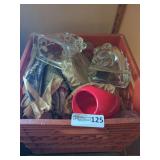 Crate With Heavy Glass Horse Head Bookends & More