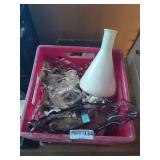 Glassware Candlestick Holder, White Milk Glass Vase. Carnival Glass Serving Dish & More