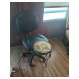 Metal Plant Stand with Ceramic Tile Top and Office Chair