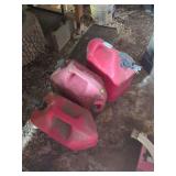 3 Red Plastic Gasoline Fuel Cans