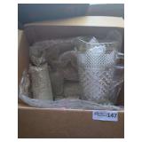 Pressed Glass Pitcher & Tumblers