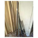 Assorted Metal Pipes, Bars, and a Ratcheting Jack