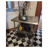 Kitchen Prep Table with Iron Skillets & More