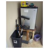 Haier Mini Fridge, Garbage Can & Contents