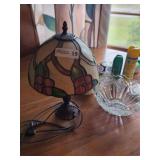 Tiffany-Style Lamp and Glass Bowl