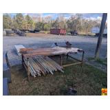 Large Metal Work Bench With Mounted Vise & Pipes