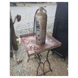 Metal Table With Fire Extinguisher