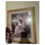 Vintage Framed Home Interior Print Of Girls Fixing Hair