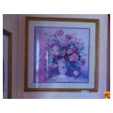 Vintage Home Interiors Framed Print of Pink & Red Roses by D. Giacomo