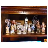 Contents of Shelf in Entertainment Center: Figurines & More (Church in back not Included)