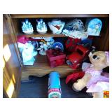 Christmas Decor in Desk Compartment & Lower Cabinet of Secretary Hutch (Hutch sold in Lot 1)