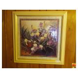 Framed Floral Print featuring a Bouquet of Yellow, Purple & Red Irises