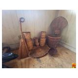 Straw Baskets and Broom