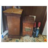 Two Wooden  Tater Storage Containers with Painted Designs