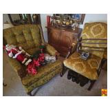 Pair of Patterned Armchairs with Assorted Accessories