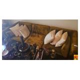 Retro Olive Green Sofa with Pillows - Approx. 87 Inches Long