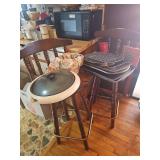 Two Wooden Barstools with Kitchen Cooking Bundle: Electric Grill and Baking Pans