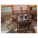 Dining Room Table with Four Chairs and contents on Table