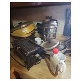 Assorted Kitchenware Lot: Frying Pans, Steamer, and Indoor Smokeless Grill