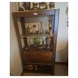 Wooden Display Cabinet (Items on Shelves Not Included, Items in Cubbie Hole are))