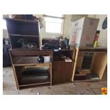 Desk, Book Shelf, Rolling Cabinet and 8 Track Tapes